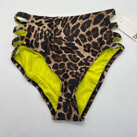 Bar III Beach Cheetah High-Rise Bikini Bottoms Brown Print XS - Picture 2 of 11